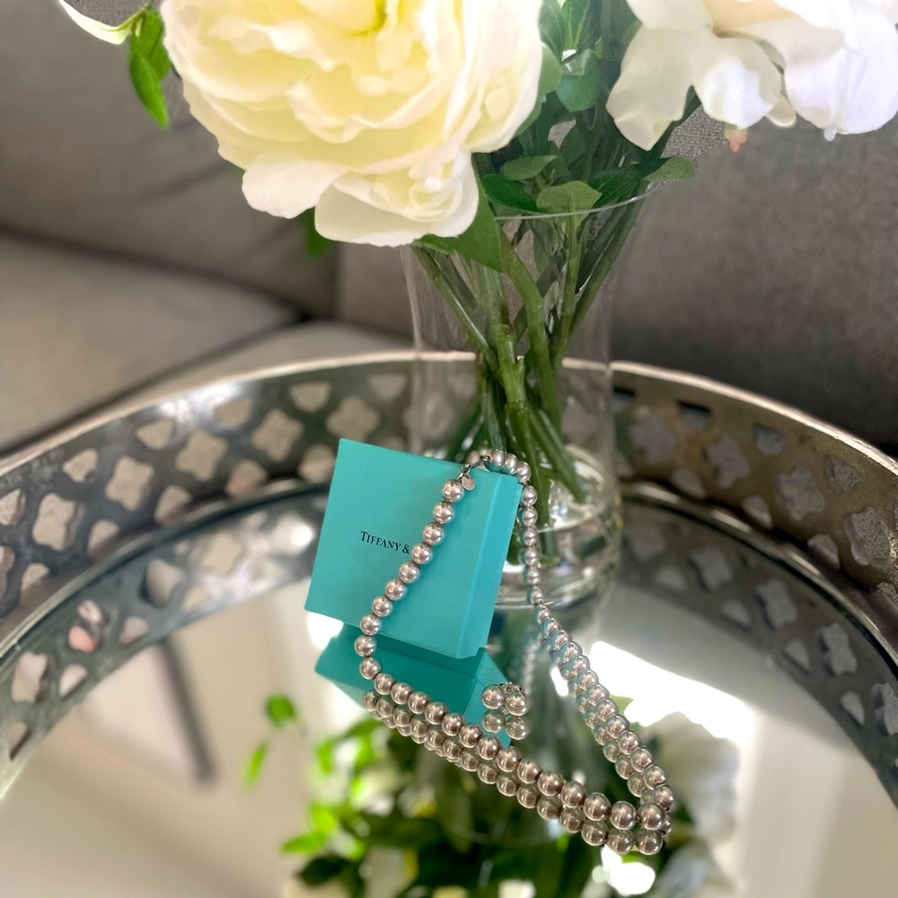 Tiffany & Co Silver Pearl Style Necklace and Earrings